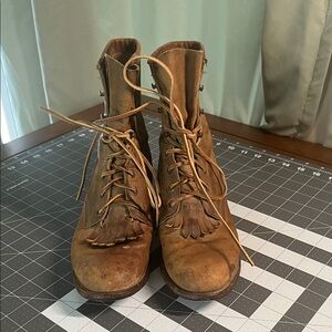 Justin Boots Tan Leather Lace Up Women's Boots